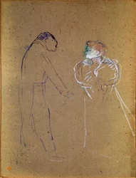 Lucien Germain Guitry and Jeanne Granier. Drawing by Henri de Toulouse-Lautrec