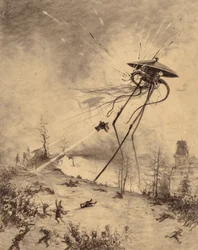 Martian Fighting Machine hit by a Shell