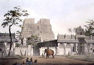 Pagoda at Ramisseram, plate IX (engraving)
