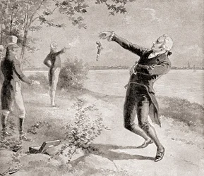 The Burr-Hamilton duel on July 11, 1804, from The History of Our Country, published 1905