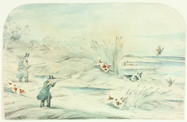 Hunt Crossing Stream Shooting Ducks