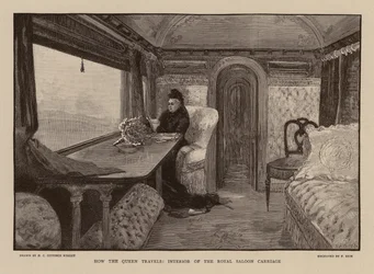 Queen Victoria in the Royal Saloon railway carriage