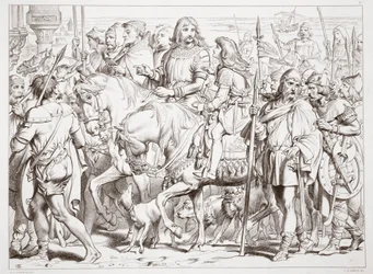 How Hereward Enters the Consecrated Fortress of St. Bertin, Illustration from Hereward the Great by Charles Kingsley