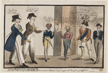 Disappointed Dandies: Or a Vain Attempt to Get a Peep at the Fair Circassian, 1819