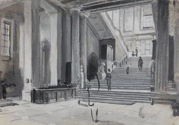 Interior view of the British Museum showing the main staircase, 1884
