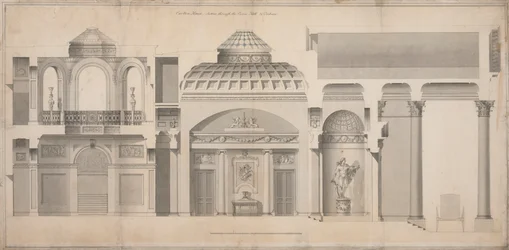 Carlton House, Pall Mall, London: Section of the Portico, Hall and Tribune
