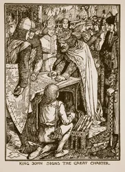 King John sings the Great Charter, illustration from 