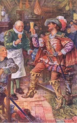 Michael Lambourne drinks with the landlord of the Black Bear, illustration from Kenilworth