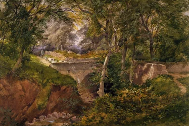 Wooded Landscape with Sheep Crossing a Bridge, 1868