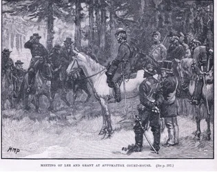 Meeting of Lee and Grant at Appomattox Court House 1865 AD