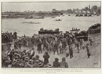 The University Boat Race, the Finish, as Seen from Ship, Mortlake