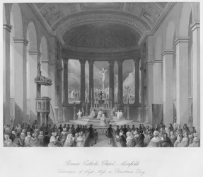 Roman Catholic Chapel, Moorfields. Celebration of High Mass on Christmas Day, c. 1841