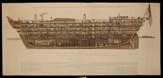 Section of a First Class, First-Rate Line of Battle Ship of 131 Guns, with Screw Propeller & Auxiliary Steam Power Royal Albert