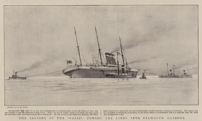 The Salving of the Paris, Towing the Liner into Falmouth Harbour