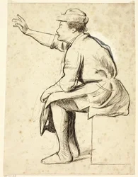 Seated Man with Raised Arm
