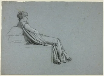Seated Woman Leaning on Pillows