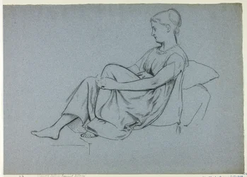 Woman Resting Against Pillows Clasping Her Knee