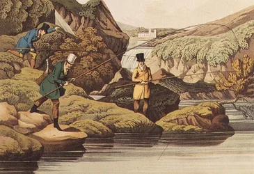 Salmon Fishing, aquatinted by I. Clark, pub. by Thomas McLean, 1820