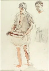 Man Standing: Studies of Head and of Shirt
