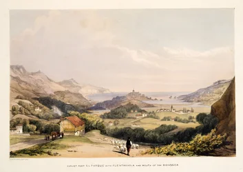 Carlist Fort, El Parque, with Fontarabia and Mouth of the Bidassoa, from Sketches of scenery in the Basque provinces of Spain, with a selection of national music, pub. 1838
