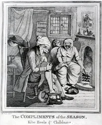 The Compliments of the Season, Kibe Heels and Chillblains, c.1785