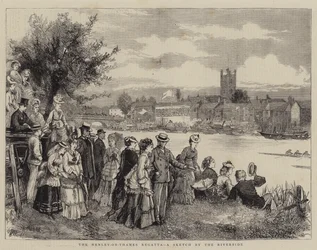 The Henley-on-Thames Regatta, a Sketch by the Riverside
