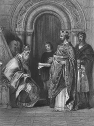 King Henry II of England Presenting the Papal Bull of 1155 that Allowed Him to Invade, Govern and Rule Ireland