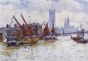Hay Barges lying off the Horseferry at Westminster