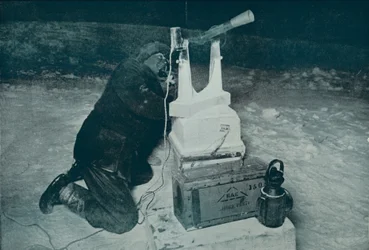C. S. Wright Making Observation with the Transit, 8 August 1911