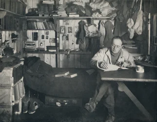 Captain Scott Writing His Diary in the Hut at Cape Evans