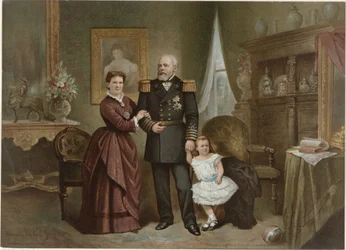 Portrait of Willem III, King of the Netherlands, Emma, Queen Regent of the Netherlands, and Wilhelmina, Queen of the Netherlands