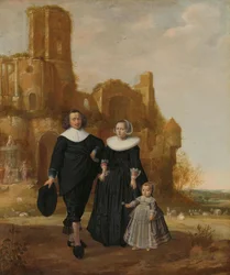 Portrait of a Couple with Their Child in a Landscape