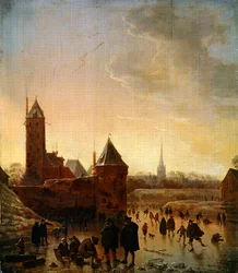Ice Skating in front of the Utrecht City Walls