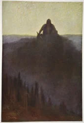 Wotan waits in Valhalla for the end with his broken spear, 1906