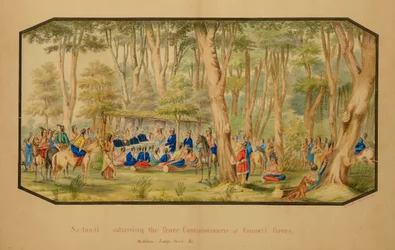 Sa-tan-ti Addressing the Peace Commissioners at Council Grove, Medicine Lodge Creek