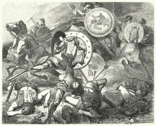 Epaminondas saving the life of Pelopidas at the Battle of Mantinea, 385 BC