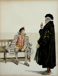 Henri IV before his professor La Gaucherie. Illustration by Hermann Vogel in Henri IV