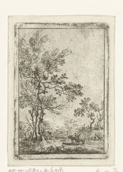 Landscape with Tall Trees and Horse and Wagon