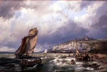 Sailing Vessels and a Cross Channel Packet off Folkstone