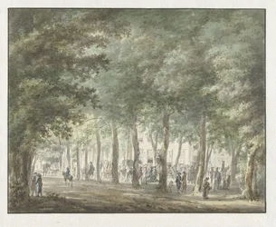 View in the Haarlemmerhout, with a Crowd of People in front of the Heerenlogement