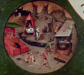 Tabletop of the Seven Deadly Sins and the Four Last Things, detail of Hell, c.1480