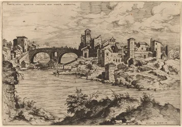View of the Ponte Quattro Capi and the Island of the Tiber