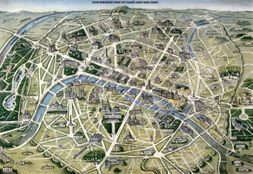 Map of Paris during the period of the ‘Grands Travaux’ by Baron Georges Haussmann (1809-91), 1864