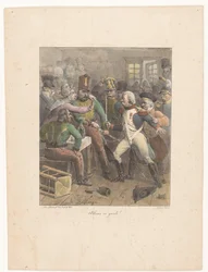 Two Soldiers Crossing Swords in a Tavern (series title: Lithographic Sketches)