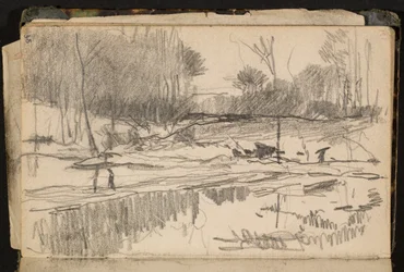 Landscape with Pond (Page from a Sketchbook)