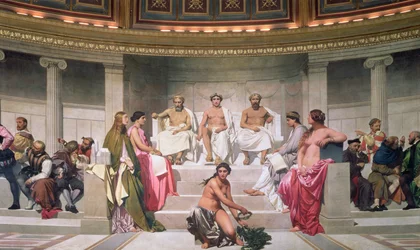 Hemicycle: Artists of All Ages, detail of Ictinus, Apelles and Phidias, 1836-41