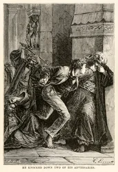 He knocked down two of his adversaries, from Around the World in Eighty Days by Jules Verne