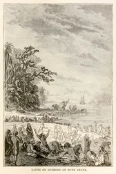 Bands of Hindoos of both sexes, from Around the World in Eighty Days by Jules Verne