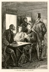 I should play a diamond, from Around the World in Eighty Days by Jules Verne, engraved by Adolphe François Pannemaker, 1873