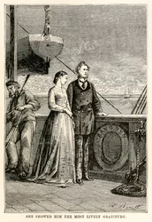 She showed him the most lively gratitude, from Around the World in Eighty Days by Jules Verne